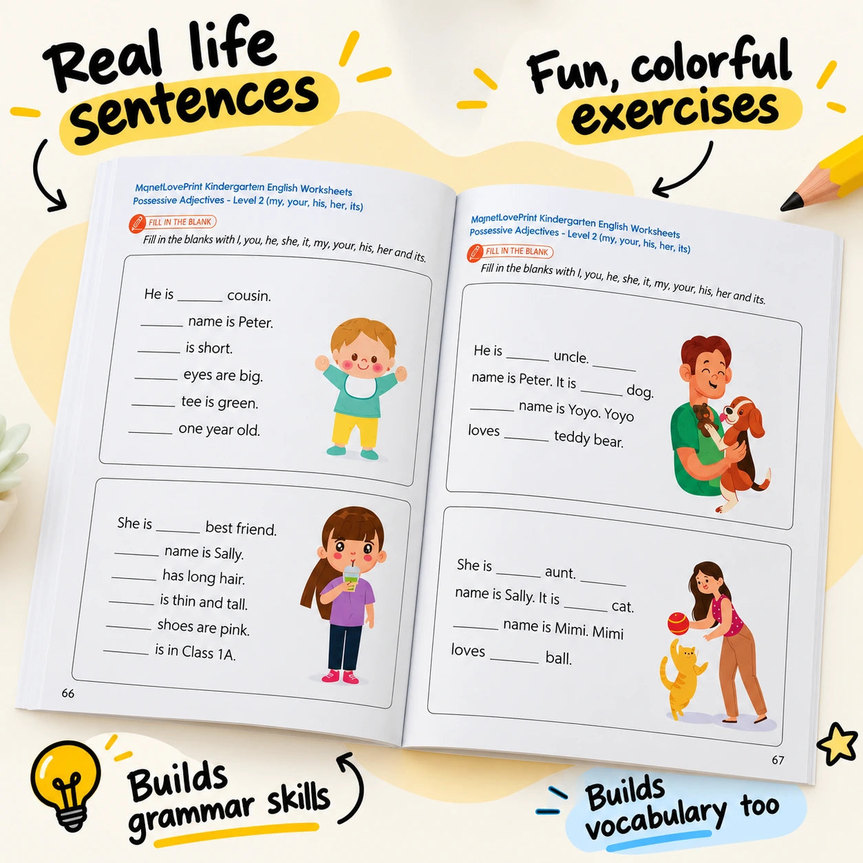 Illustrated possessive adjective exercises